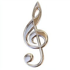 Elegant 3D Silver Musical Note Isolated on White Background for Creative Artwork and Design Elements