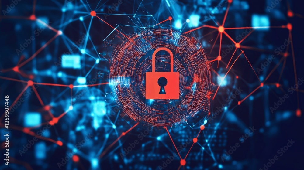 Aufkleber Cyber security system showing data being protected with padlock symbol