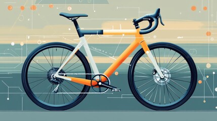 Fototapeta premium Modern Bicycle Design with Abstract Background and Digital Elements