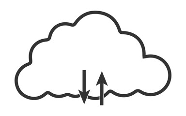 Cloud with arrow in and out icon, vector cloud icon with arrow images, upload and download from cloud icon