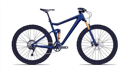 Detailed Side View of a Modern Mountain Bike in Blue Color