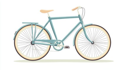 Fototapeta premium Vintage Style Bicycle Illustration with Light Blue Frame and Details