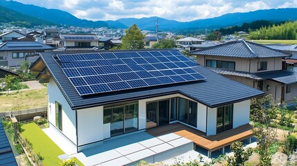 Eco-Friendly Home with Solar Panels in Japan