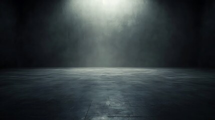 Dark room, spotlight, floor, smoke, background