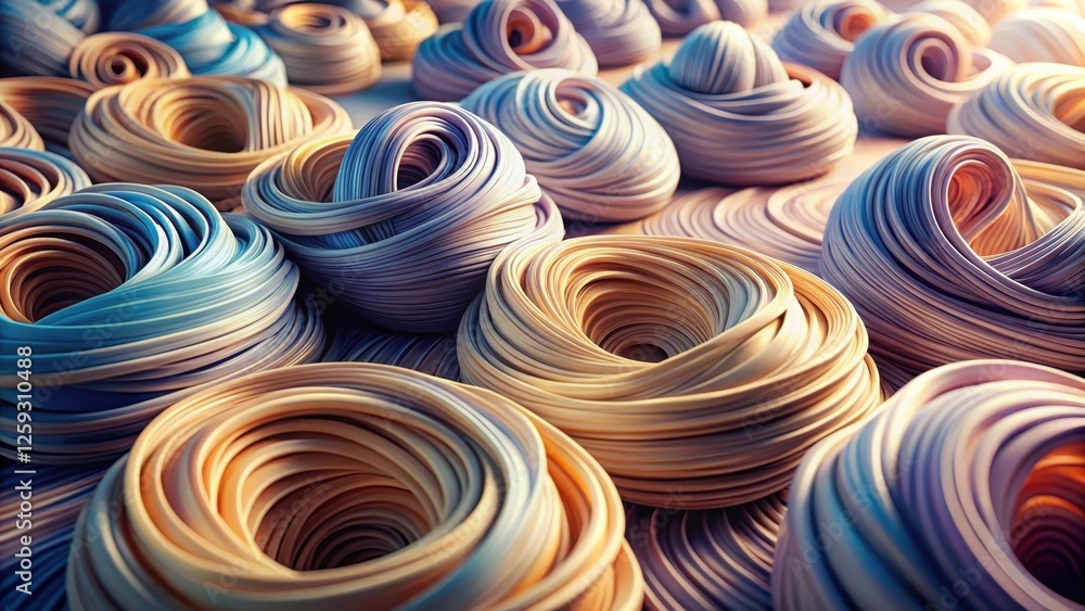 Wall mural abstract swirling forms in pastel hues a complex interplay of curving lines and gentle color transit
