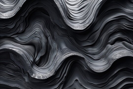 Luxurious Wavy Textures with Rugged Depth for Bold Black and Grey Design Styles