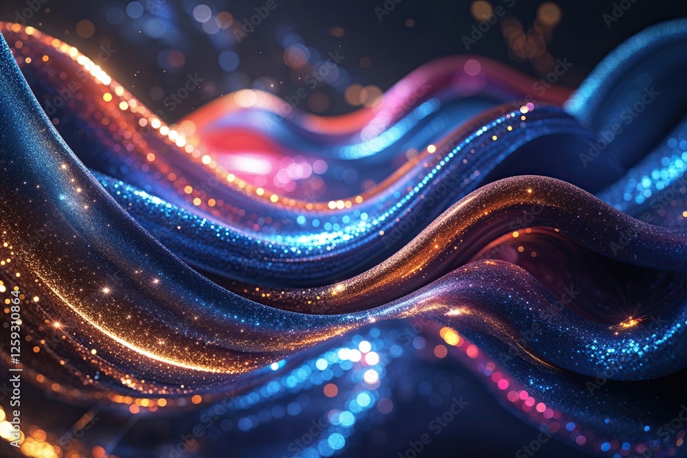 Poster vibrant color depth and texture in contemporary design with shimmering effects
