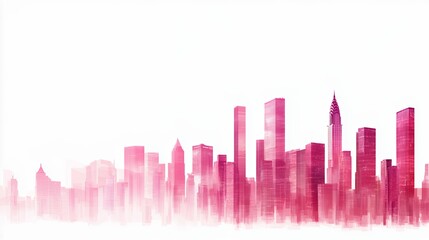 Obraz premium Abstract Pink City Skyline Watercolor