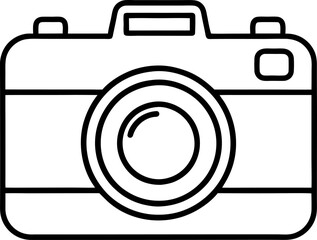 Camera vector illustration , line art silhouette on white background.
