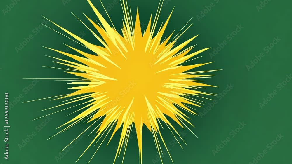 Poster vibrant yellow sun rotating and pulsating on green screen, showcasing dynamic energy with seamless m