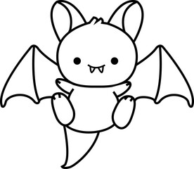 cute bat animal cartoon ,clipart, doodle, Hand drawn style ,png ,illustration	