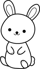 cute rabbit animal cartoon ,clipart, doodle, Hand drawn style ,png ,illustration	