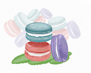 colorful macaroons on a wooden table