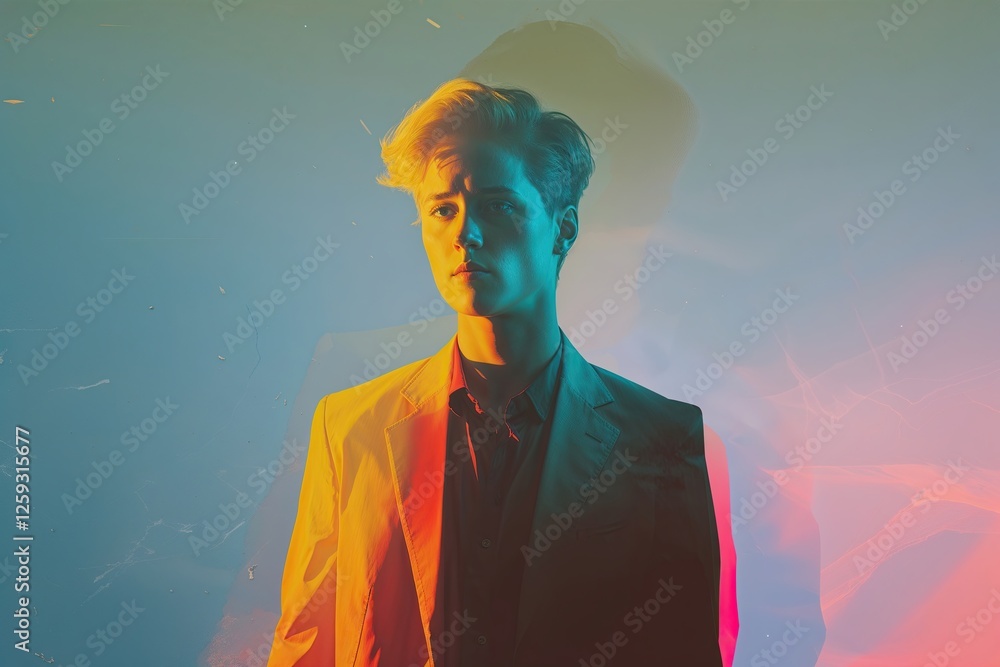 Aufkleber mottled color gradient overlay with distorted noise and sharp silhouette effect