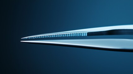 Close-Up View of Precision Surgical Forceps on a Dark Background in Medical Setting