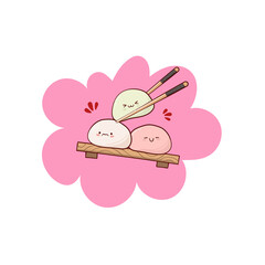 vector design illustration of cute mochi japanese