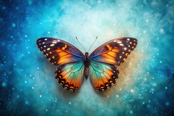 Fototapeta premium A Vibrant Butterfly with Intricate Wing Patterns on a Textured Blue Background