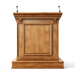 Elegant Wooden Podium with Polished Finish for Public Speaking or Presentation Settings