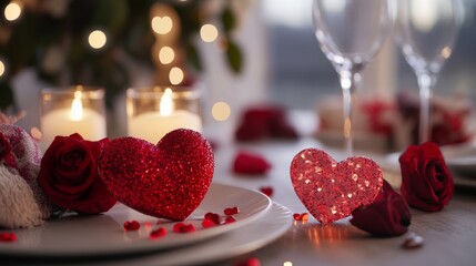 Joyful Valentine's Day 2025 celebration with heart-shaped decorations and romantic settings. Featuring couples and festive elements. Highlighting love and affection. Ideal for Valentine's Day content.
