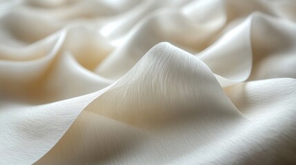 Obraz premium Smooth, flowing white fabric draped elegantly, creating soft waves and shadows, ideal for textile design