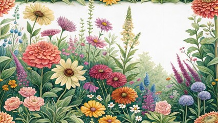 Bokeh Flower Garden Illustration Print | Artistic Floral Design, Botanical Art Print,  Whimsical Flower Garden, Pretty Floral Background