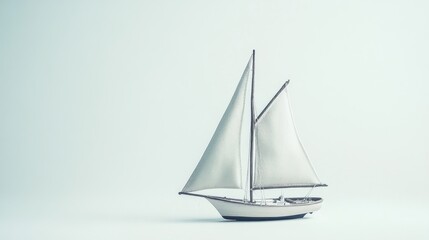 Fototapeta premium Elegant Model Sailboat on a Minimalistic Background for Decor