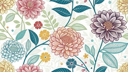 Contemporary Floral Outline Pattern: Illustrated Botanical Designs, Modern Flower Line Art Prints, Elegant Floral Illustrations