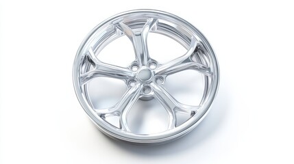 Silver Alloy Wheel with Multi-Spoke Design on White Background
