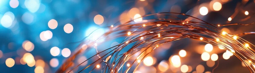 Obraz premium A close-up of a cosmic string, showing its thin, thread-like structure and immense energy