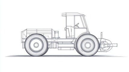 Obraz premium Detailed Blueprint Style Illustration of Agricultural Tractor Design