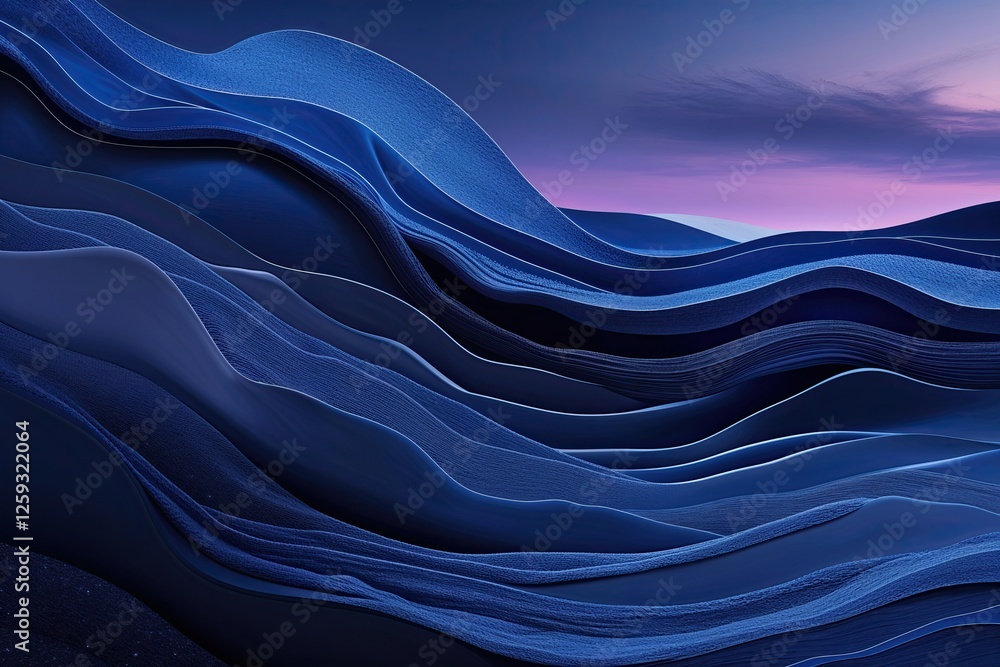 Poster indigo radiance and dusk layers with gradient smoothness and textured flow