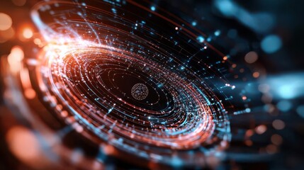 Obraz premium A visualization of a cosmic string's gravitational field, with test particles orbiting around it