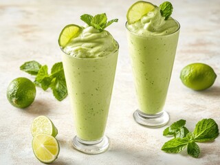 Fototapeta premium Refreshing Avocado Lime Mint Smoothie