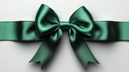 Elegant green satin bow tied on a smooth surface, perfect for gift wrapping or decoration