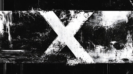 Grunge Black And White Abstract X Symbol Background Texture