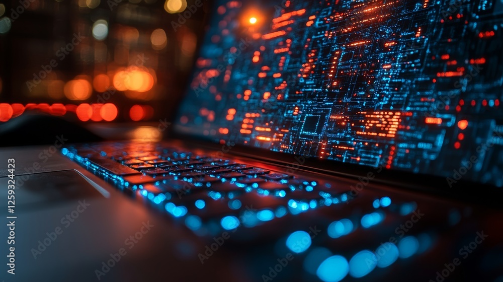 Poster cyber security software alert displaying potential cyber attack risks