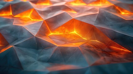 Abstract glowing geometric surface with orange illumination and textured patterns, suitable for backgrounds