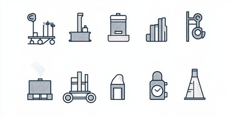 Icons representing various stages of industrial production