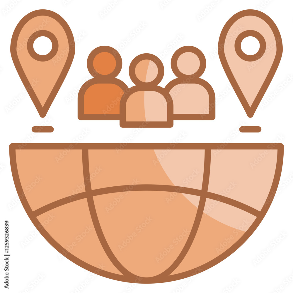 Poster map globe icon element for design