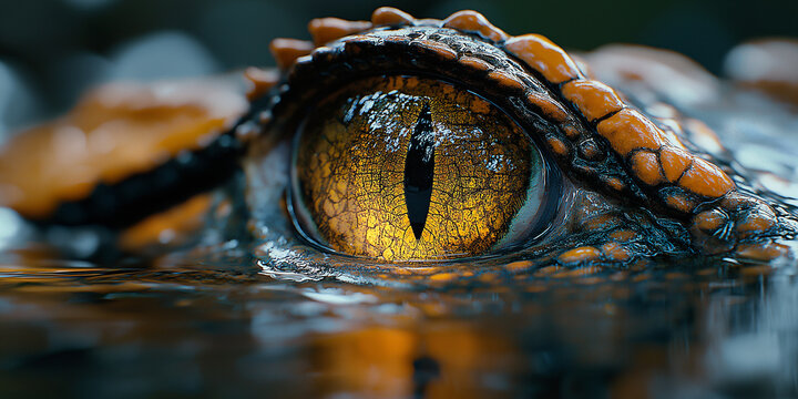 close up of the crocodile eyes
