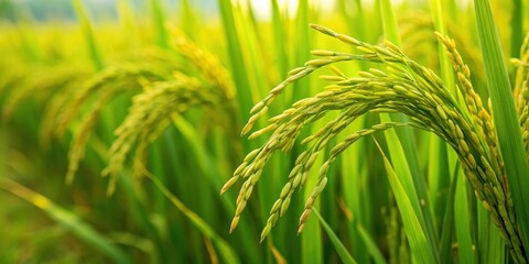Close-up of green rice plant in a paddy field in India, plant, nature,  plant, nature, green, Asia, India, harvest, field