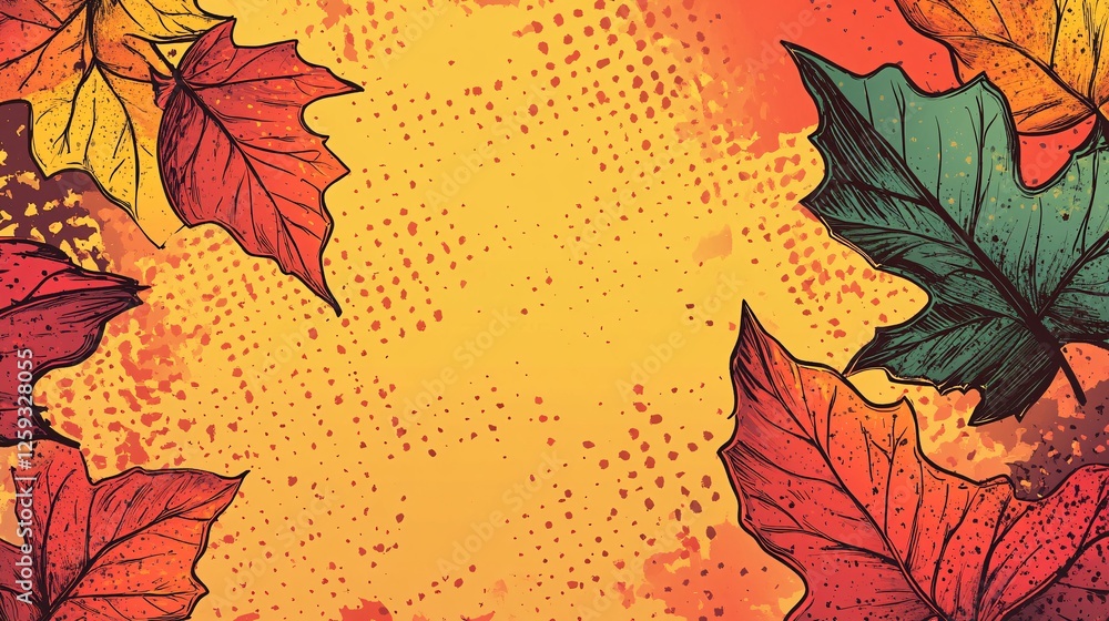 Poster autumn leaves background with copy space for fall design