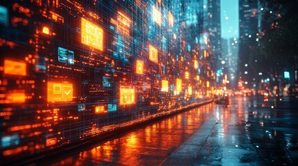 Cyber Security Alert Concept with Digital Data Visualizations