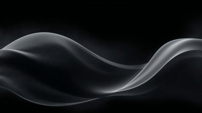 Intense jet black, soft cinematic haze. Stylish minimalist seamless white wave texture pattern background, monochromatic color scheme.