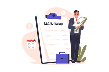 Gross salary vector illustration. Illustration for website, landing page, mobile app, poster and banner. Trendy flat vector illustration