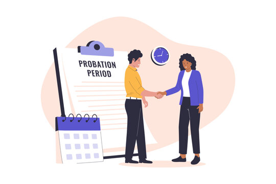 Employee probation vector illustration. Illustration for website, landing page, mobile app, poster and banner. Trendy flat vector illustration