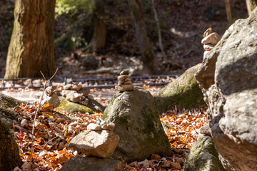 Stone towers in a mountain valley