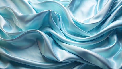 Obraz premium Soft folds and waves in flowing light blue silk fabric, creating a serene and peaceful atmosphere