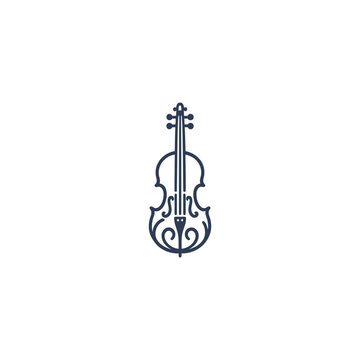 A sleek line art logo of a violin, blending elegance and musical harmony in a minimal design.
