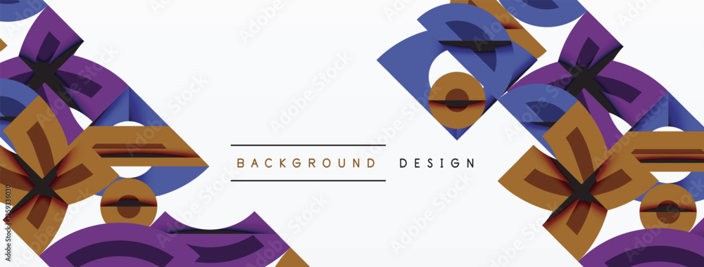Aufkleber Abstract geometric background with shapes, featuring circular and rounded elements. Bold contrast, smooth gradients, dynamic composition, futuristic style